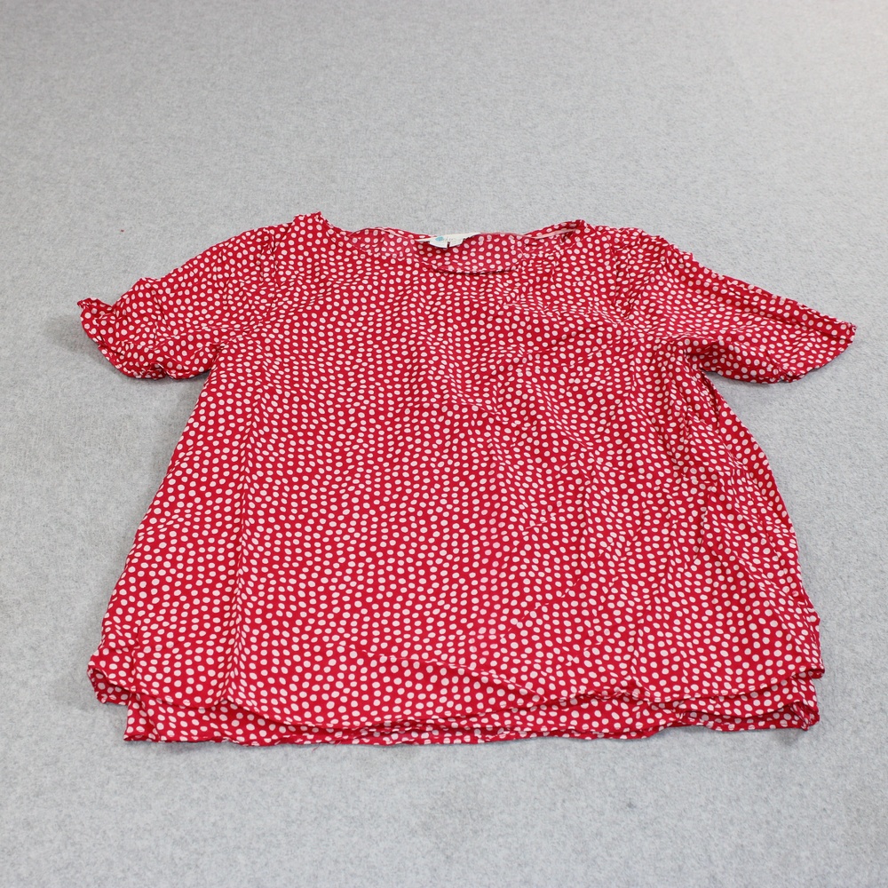 Boden Shirt Women 6 US 10 UK Red Polka Dot Short Sleeve Modal Lightweight Blouse